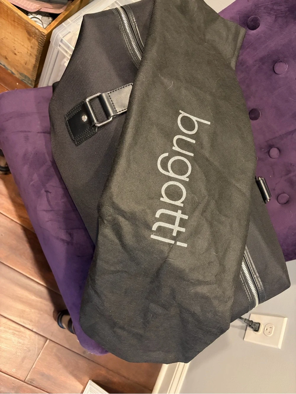 Bugatti Black Duffel Bag with Leather Trim